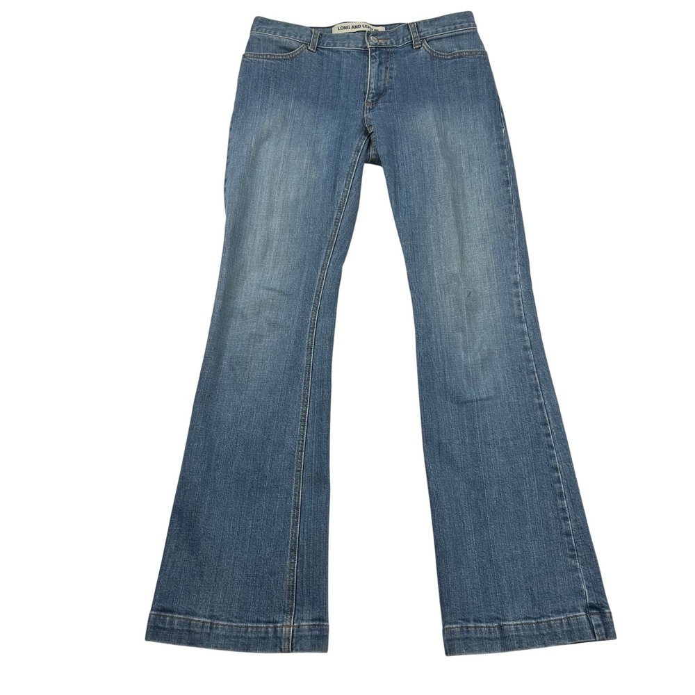 Vintage Gap Jeans Womens 6R Long Lean Stretch Flare Low Medium Wash Y2K Retro